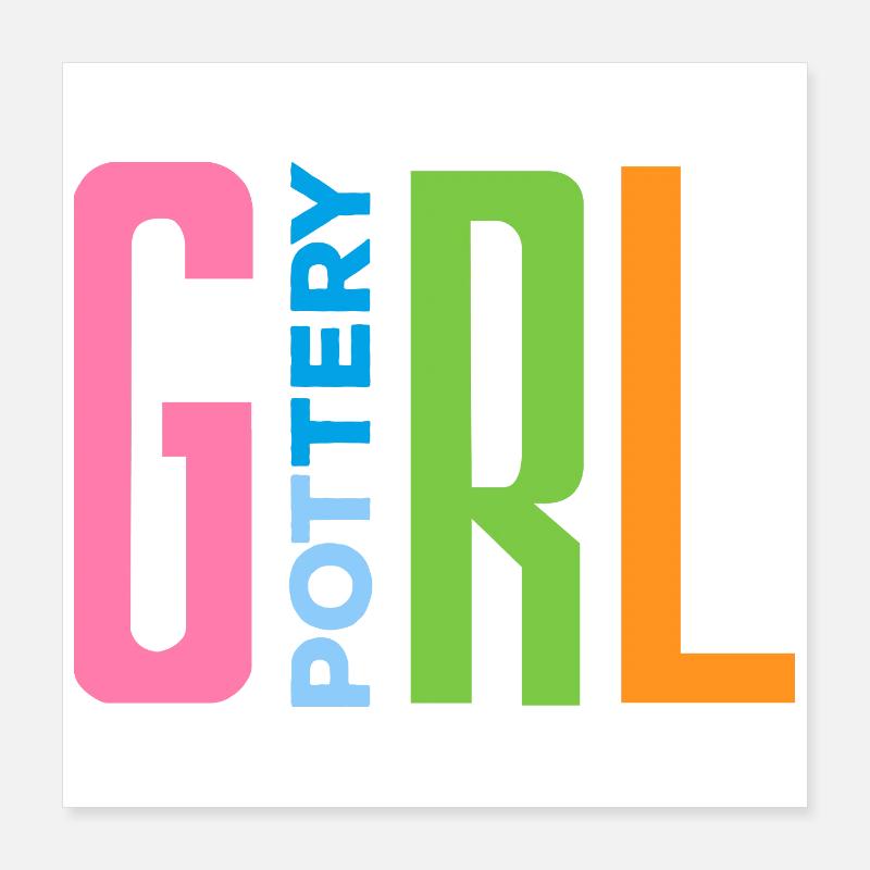 Ceramic Fan Pottery Girl Statement Poster 16" x 16" (40x40 cm)