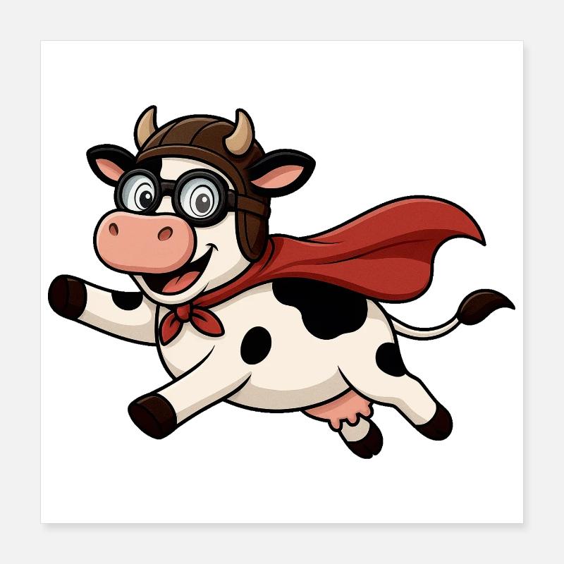 Super vache avec cape Poster 40 x 40 cm