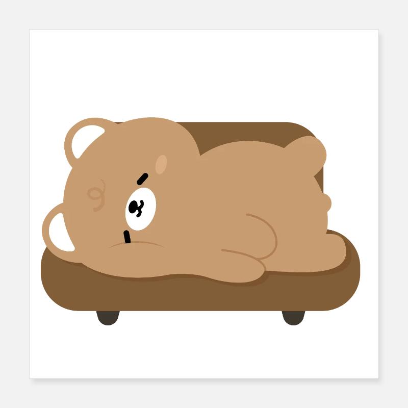 Tired Polar Bear on Sofa Poster 16" x 16" (40x40 cm)