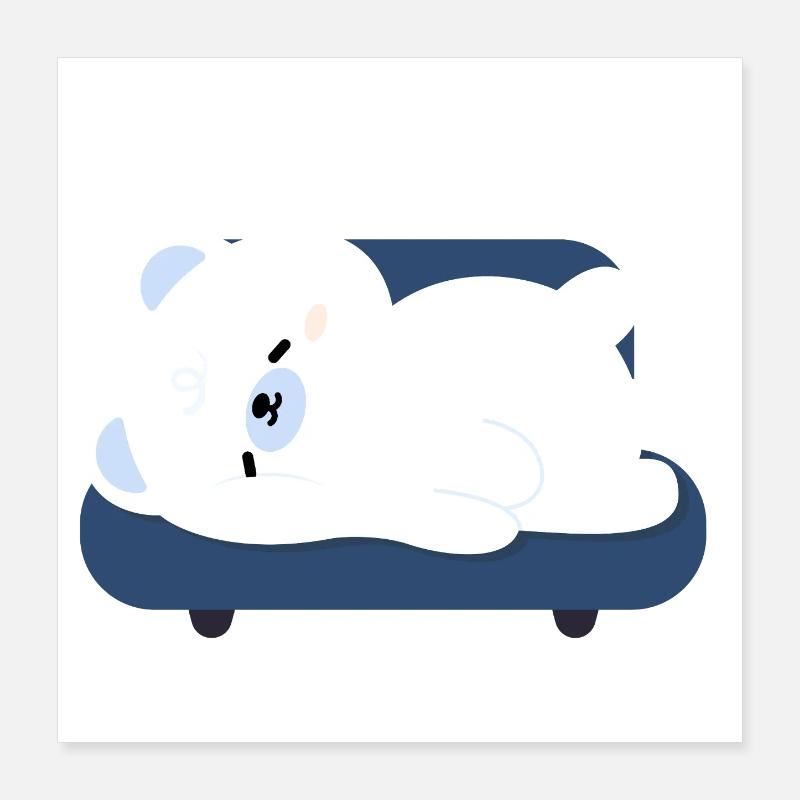 Müder Eisbär auf Sofa Poster 40x40 cm