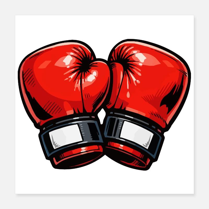 Gants de boxe en dessin animé rouge Poster 40 x 40 cm