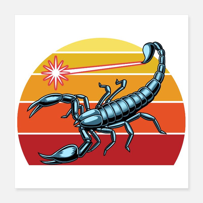 Zodiaque rétro du Scorpion pour les amoureux du Scorpion Poster 40 x 40 cm
