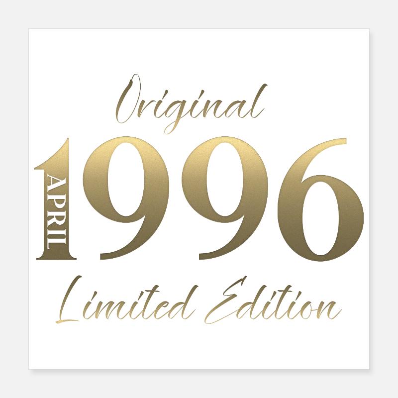 30. Geburtstag Geschenk Mann Original April 1996 Poster 40x40 cm