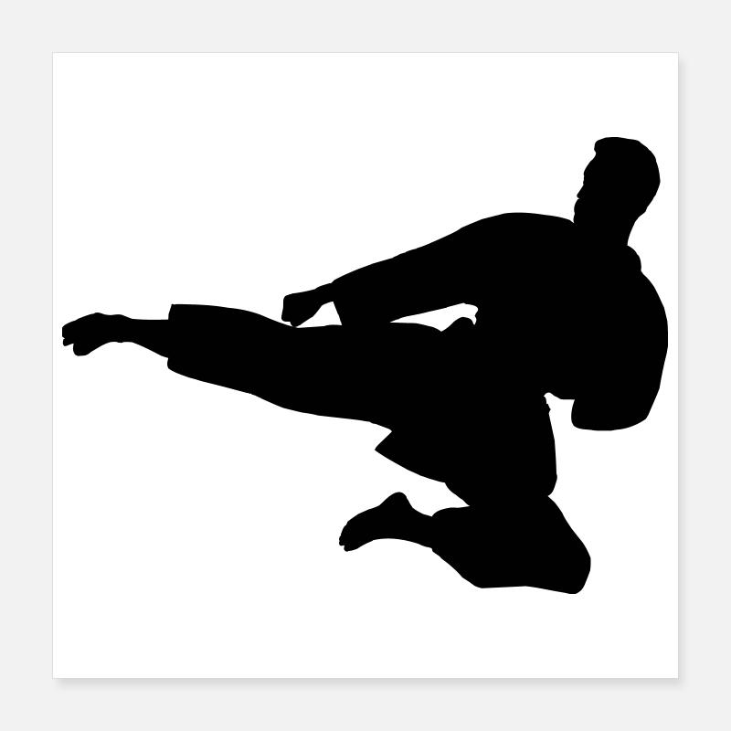 Karate oder Taekwondo sprangen seitwärts Poster 40x40 cm