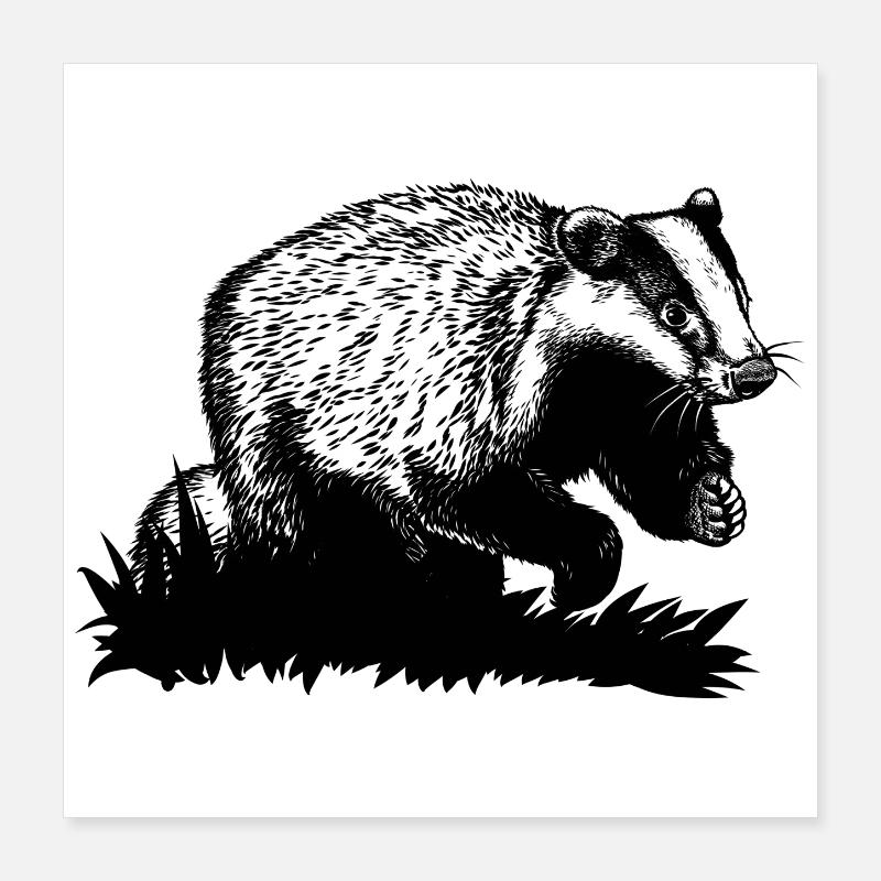 Badger at a gallop Poster 16" x 16" (40x40 cm)