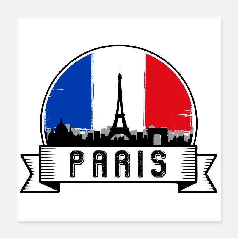 Paris Skyline Emblem Poster 16" x 16" (40x40 cm)