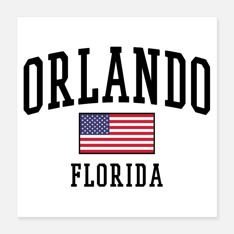 Orlando : Design en Floride avec drapeau américain Poster 40 x 40 cm