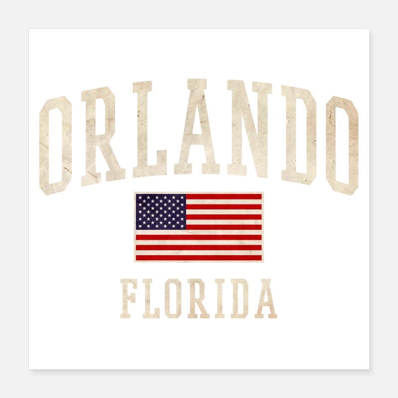 Design du drapeau vintage à Orlando, Floride, Poster 40 x 40 cm