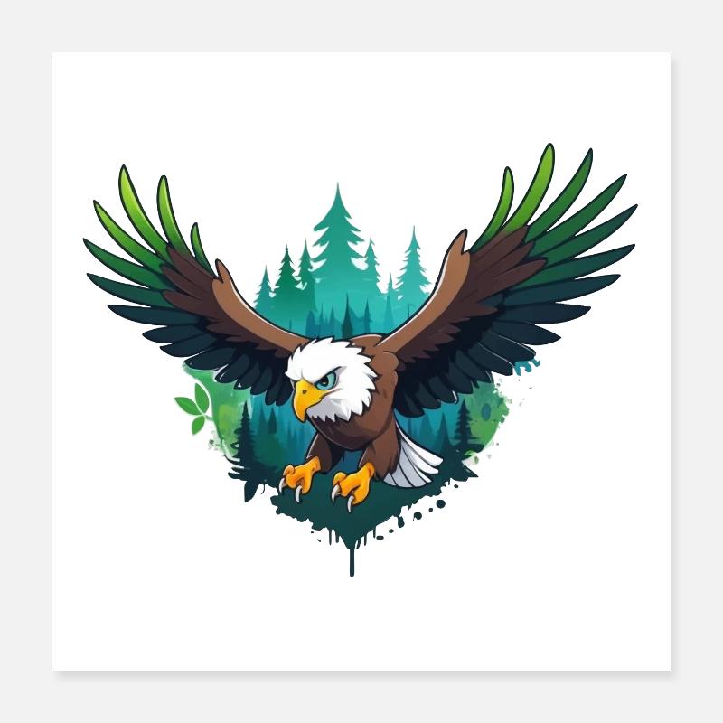 Chasse à l’aigle en forêt Poster 40 x 40 cm