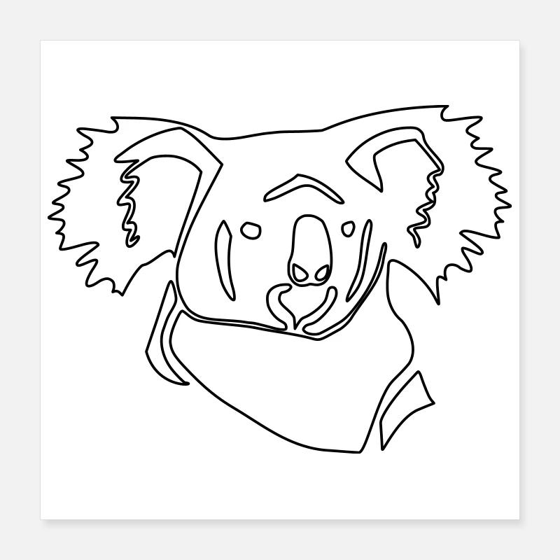 Koala Line Art Poster 16" x 16" (40x40 cm)