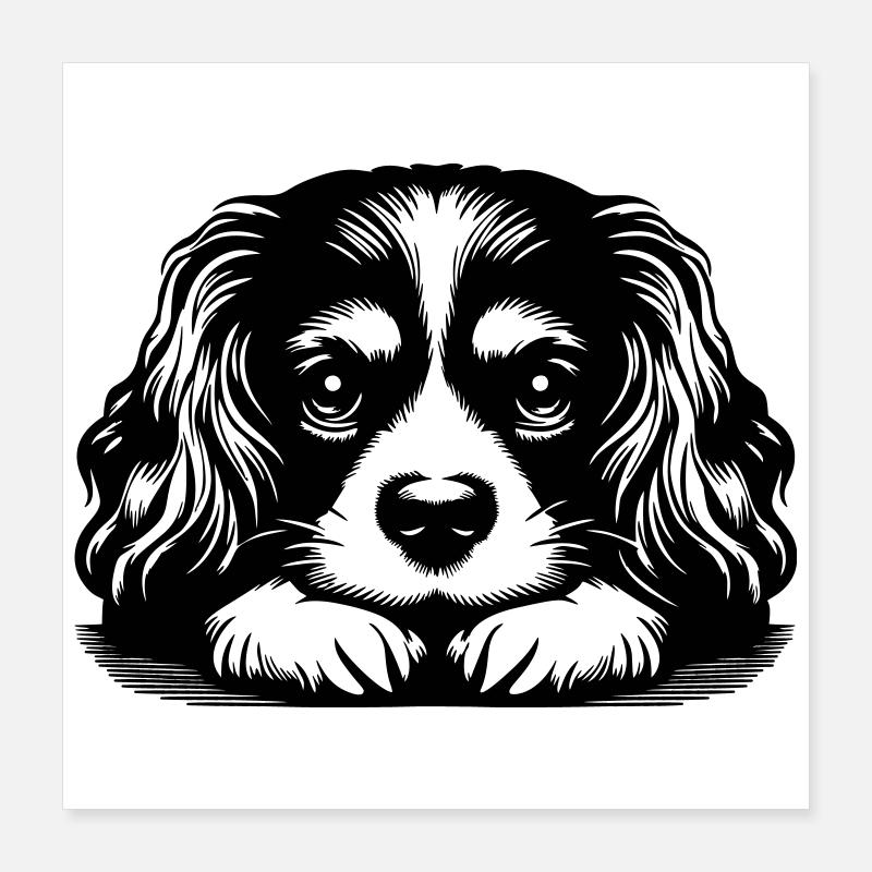 Cavalier King Charles Spaniel Kopf mit Pfoten Poster 40x40 cm