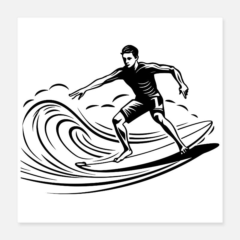 Surfer Junge Poster 40x40 cm
