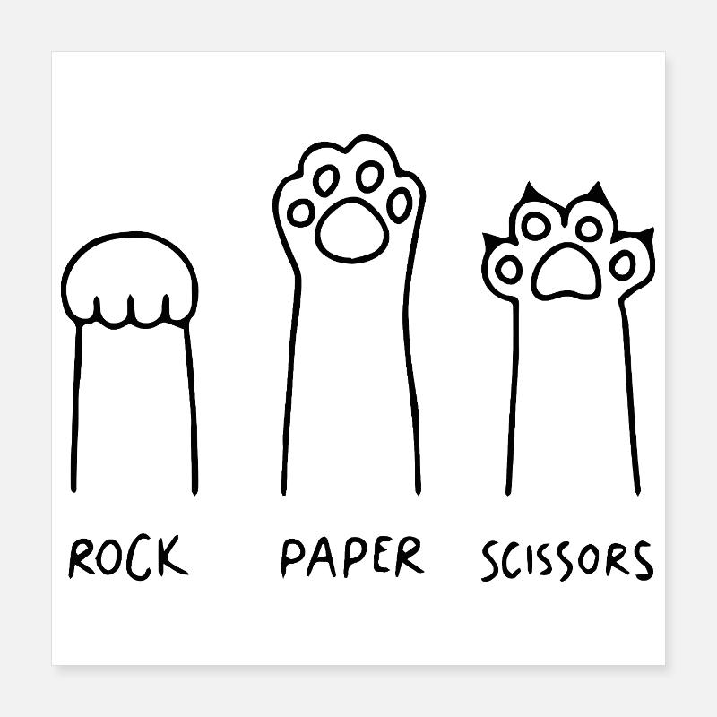 Katze Schere Stein Papier lustig Poster 40x40 cm