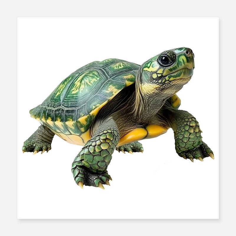 Green Yellow Turtle Pattern Poster 16" x 16" (40x40 cm)