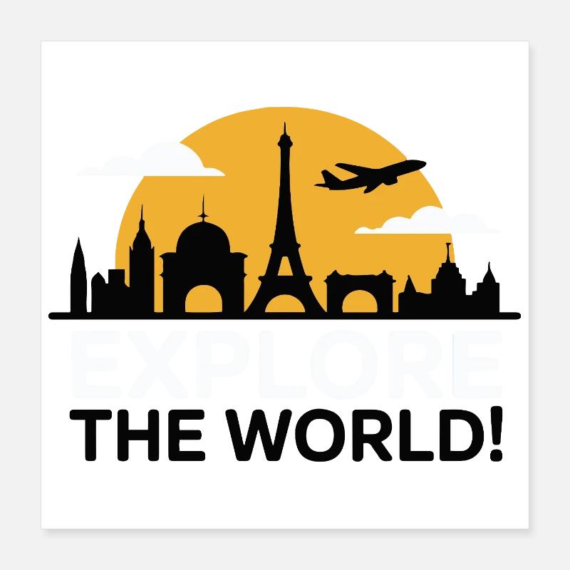 TOURISTES Explorez le monde Silhouette Poster 40 x 40 cm