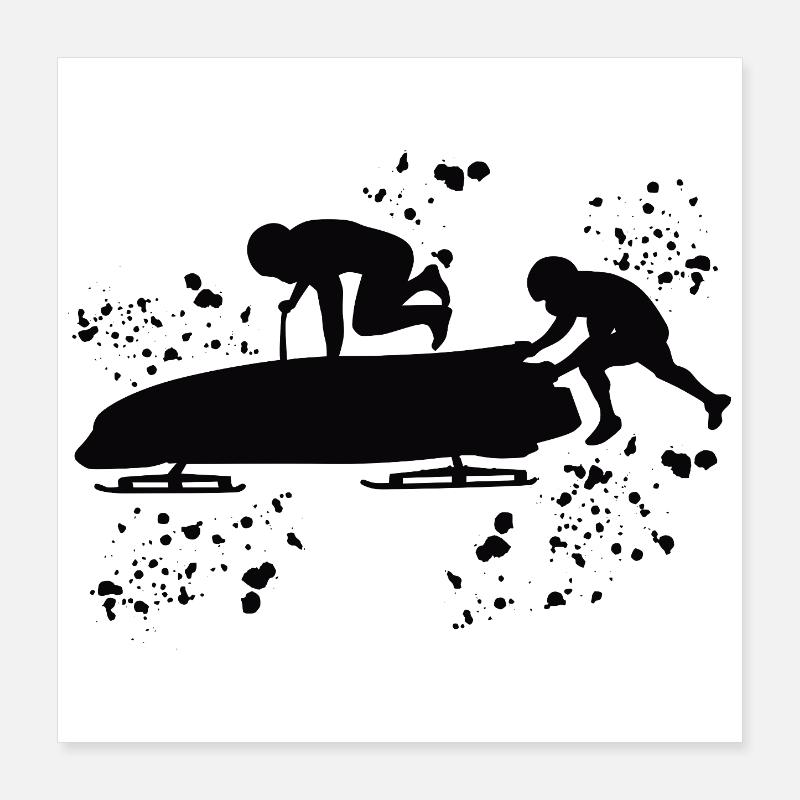 Bobfahrer Bobschlitten Zweierbob Poster 40x40 cm