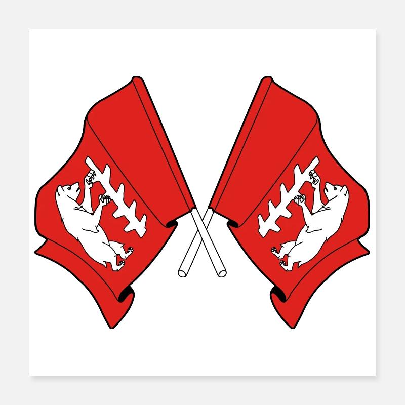 Deux drapeaux croisés du Warwickshire Poster 40 x 40 cm