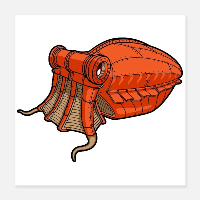 Margate orange squid mecanic  Poster 40 x 40 cm