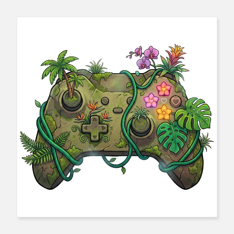 Jungle Controller – Gaming-Aufkleber Poster 40x40 cm