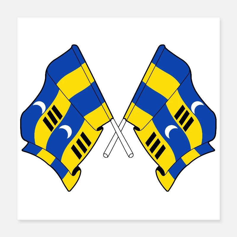 Crossed Ameland Flags – Island Pride Poster 16" x 16" (40x40 cm)