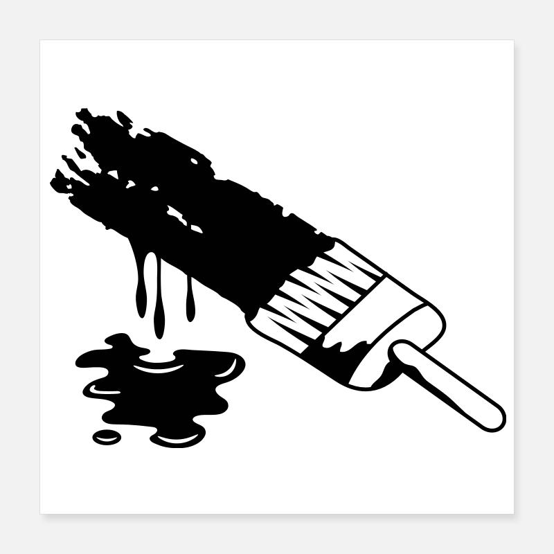 Pinsel mit tropfender Farbe Poster 40x40 cm