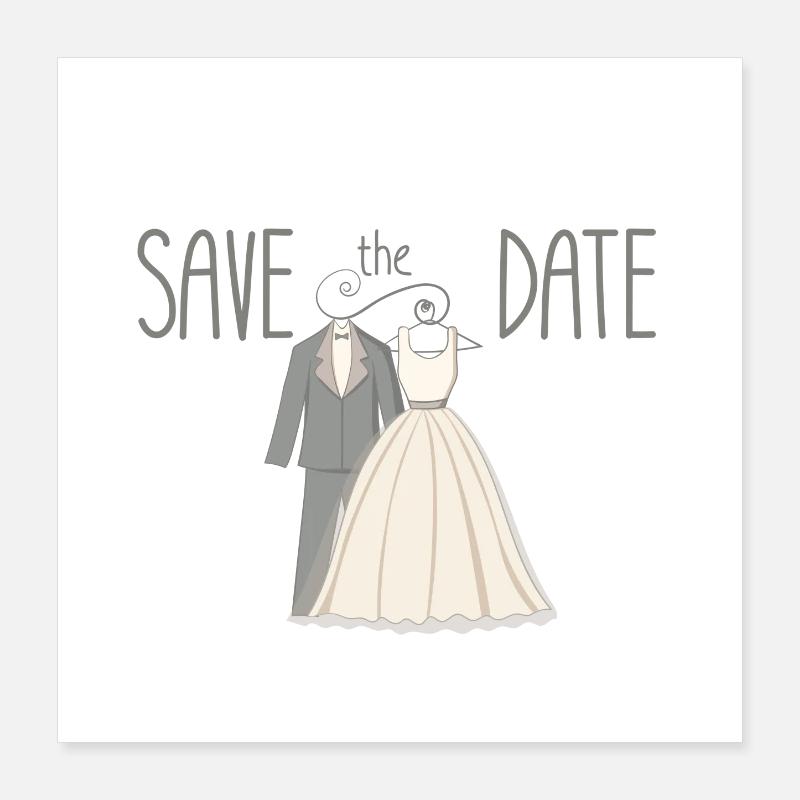 Illustration Mariage Save The Date Poster 40 x 40 cm