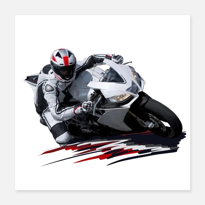 Moto de course Poster 40 x 40 cm