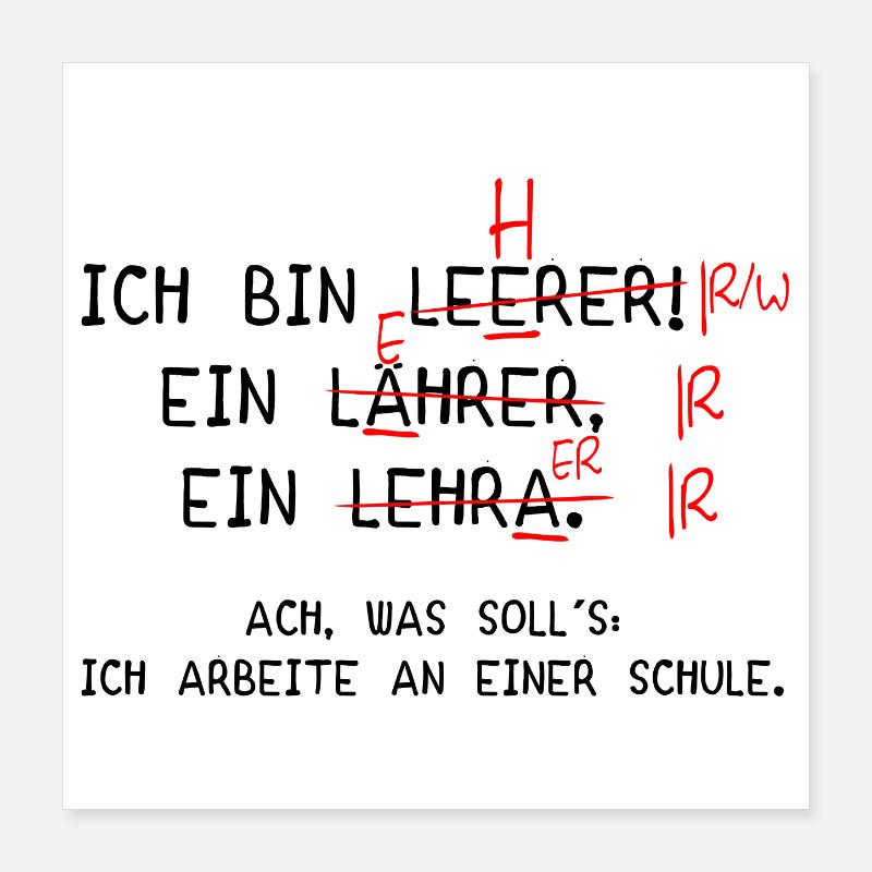 Ich bin Lehrer! (schwarz) Poster 40x40 cm