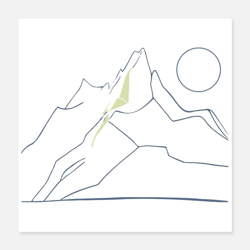 Berglinie Minimal Poster 40x40 cm