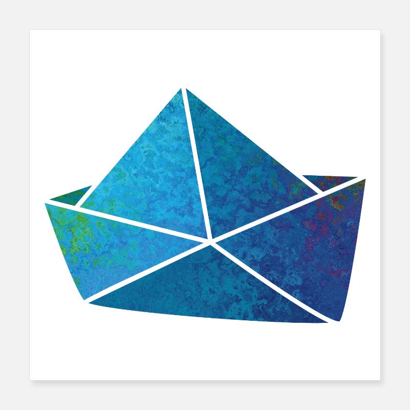 Papierboot Meeresgrund Boot Schiff Meer Kinder Poster 40x40 cm