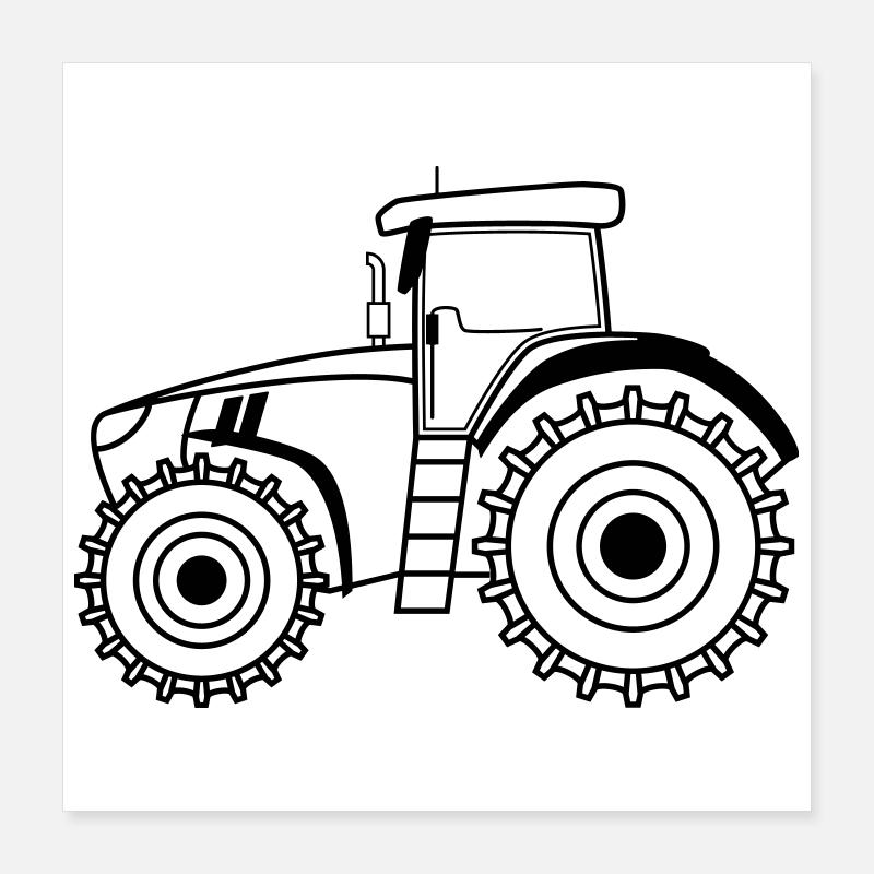 Tractor Symbol Outline Agriculture Poster 16" x 16" (40x40 cm)