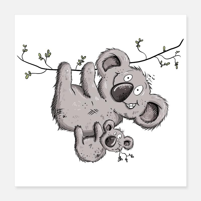 Drolliger Koala Bär Mit Koala Baby Poster 40x40 cm