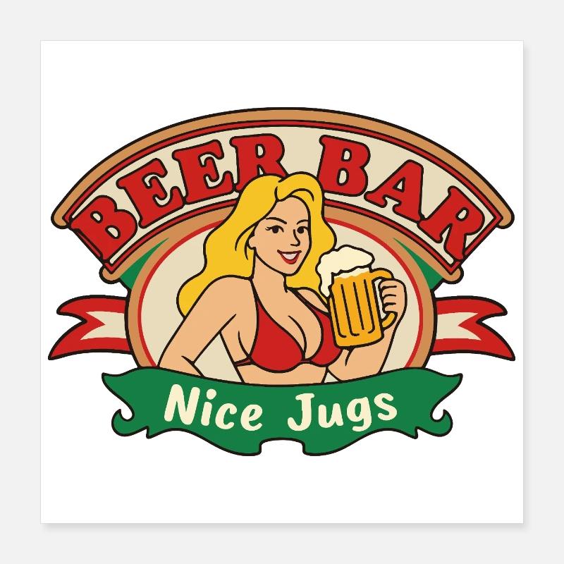Beer Babe Retro Poster 40x40 cm