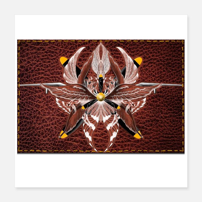 Firewing Mandala on Leather Look Poster 16" x 16" (40x40 cm)