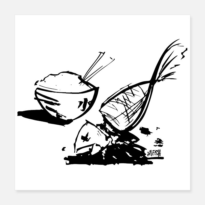 Fish and rice Poster 16" x 16" (40x40 cm)
