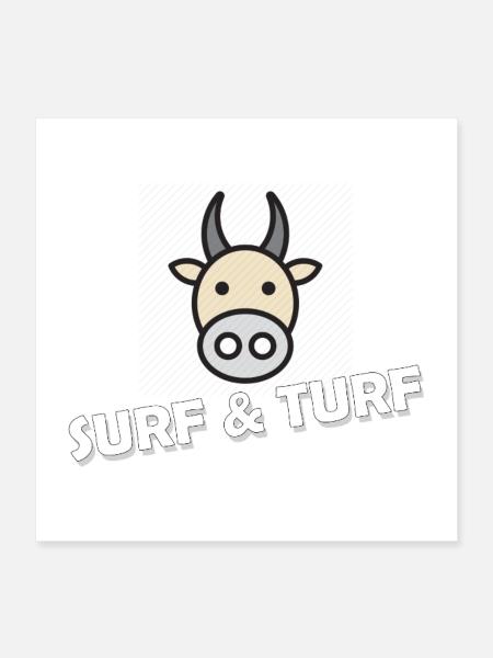 SURF AND TURF - Poster 40x40 cm - Weiß