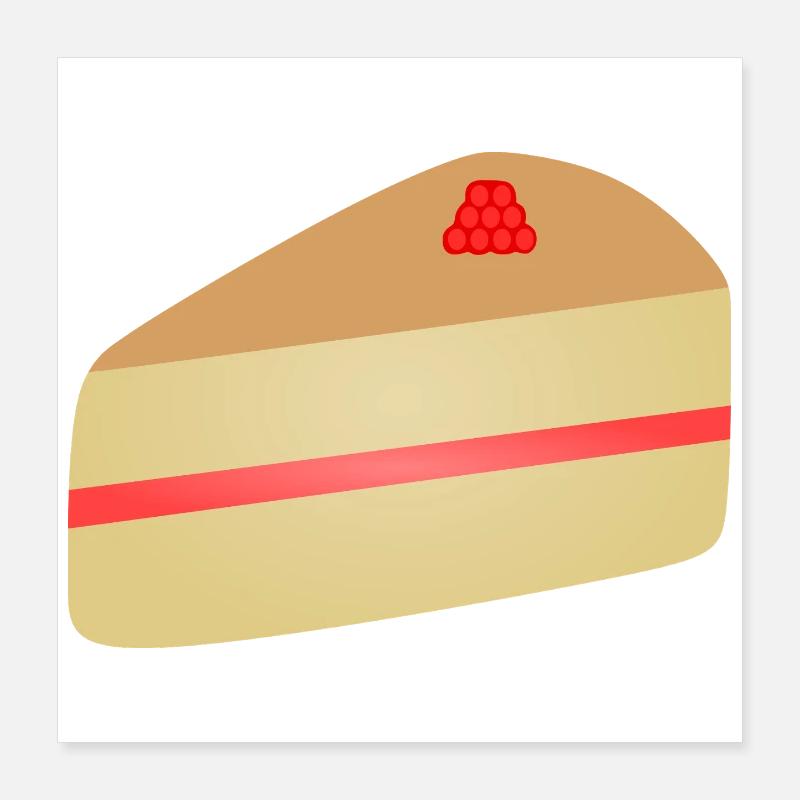 Pastel Cake Slice Raspberry Poster 16" x 16" (40x40 cm)