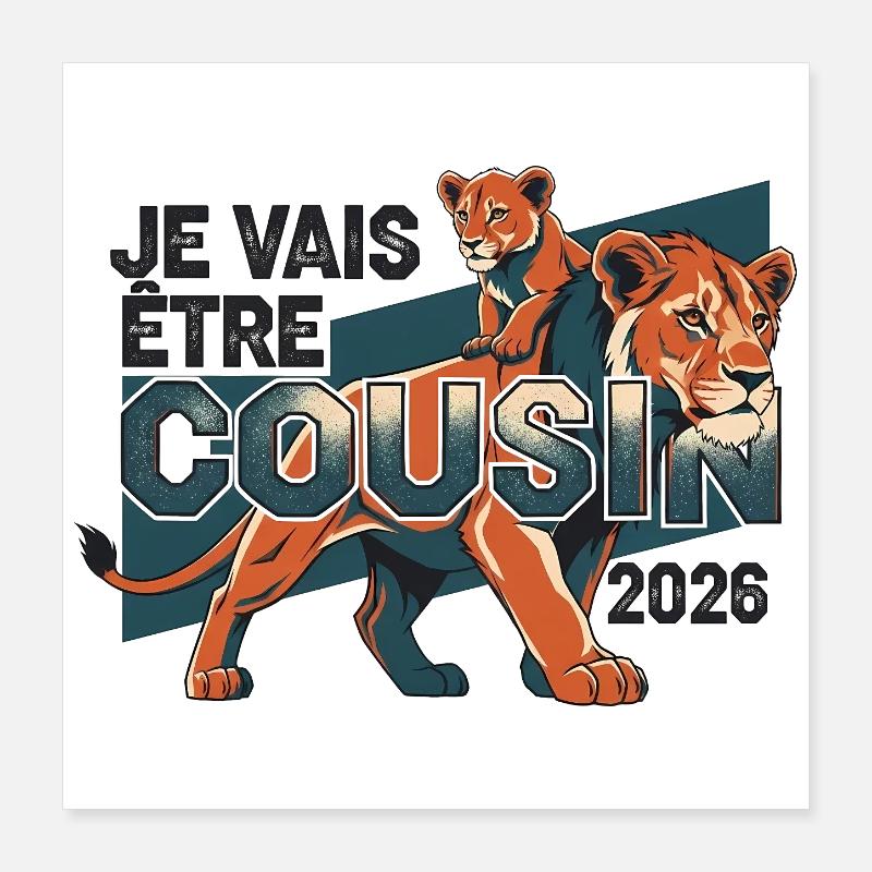 Bald Cousine 2026 Geschenk Ankündigung Geburt Poster 40x40 cm