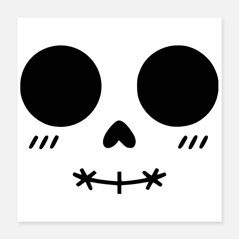 Visage de crâne kawaii minimaliste Poster 40 x 40 cm