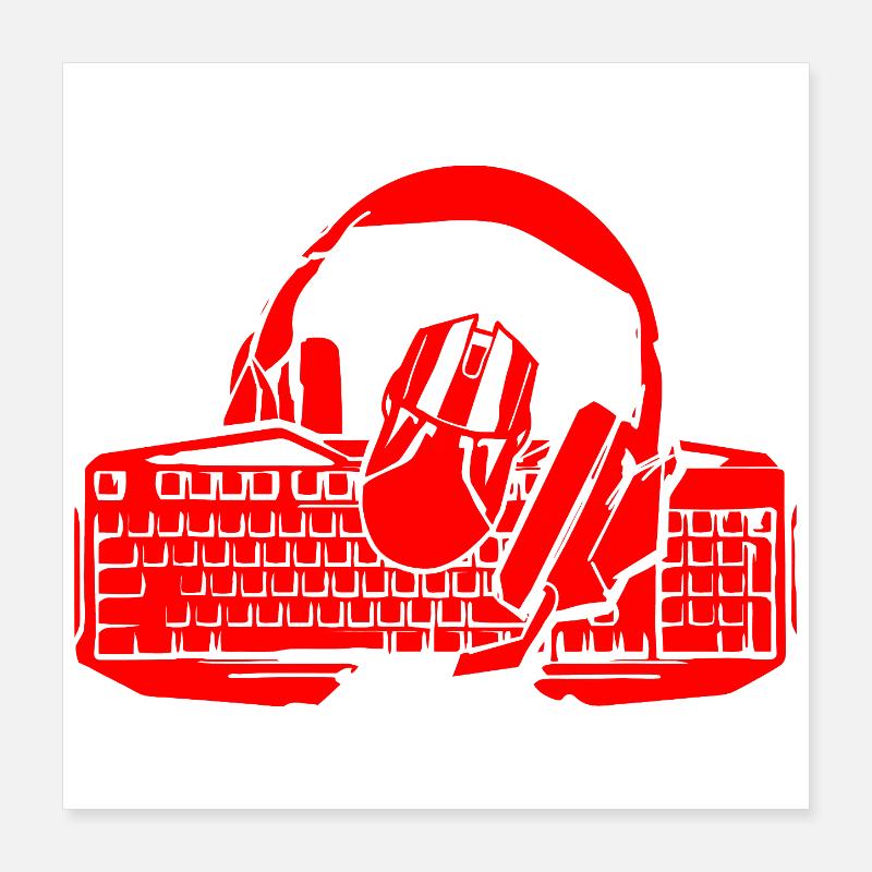 Retro-Keyboard und Kopfhörer Poster 40x40 cm