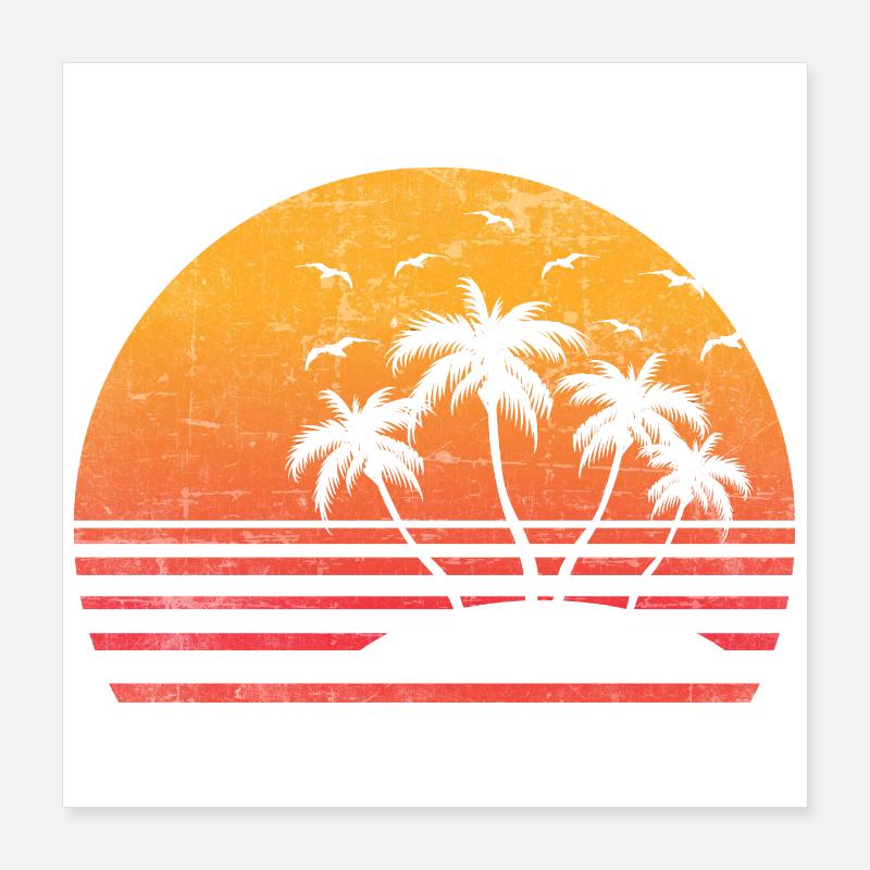 Soleil Palmier Rétro Poster 40 x 40 cm