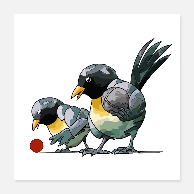 Petanque player Boule bird balls for boules Poster 16" x 16" (40x40 cm)