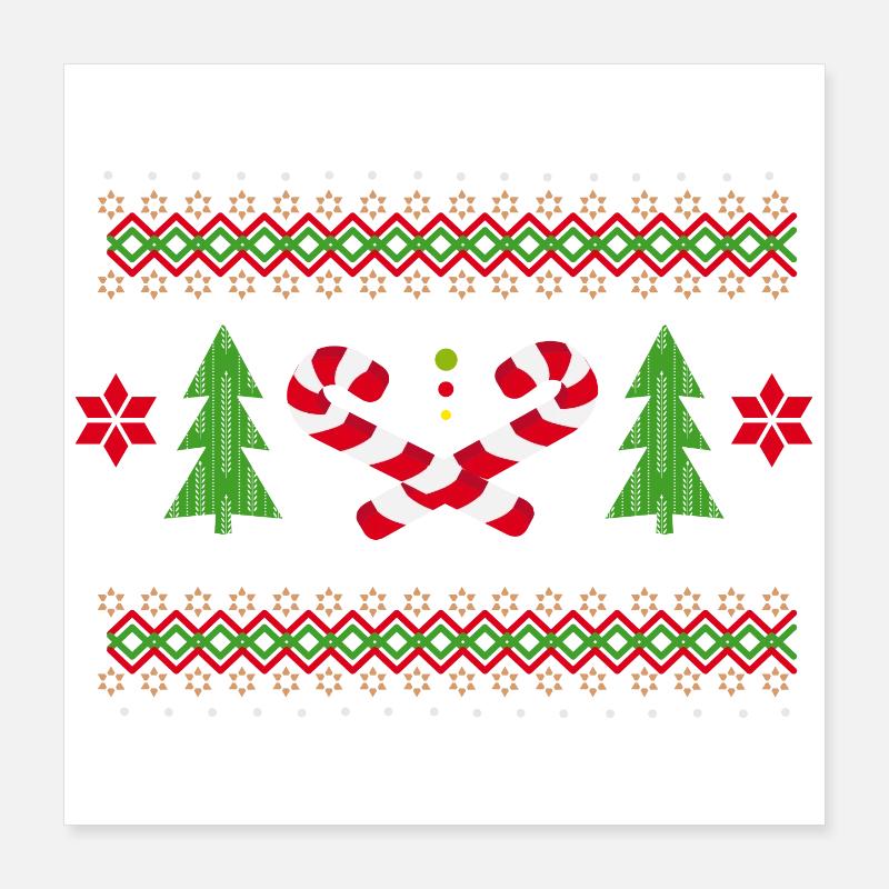 Candy Cane Patterns for Christmas Poster 16" x 16" (40x40 cm)