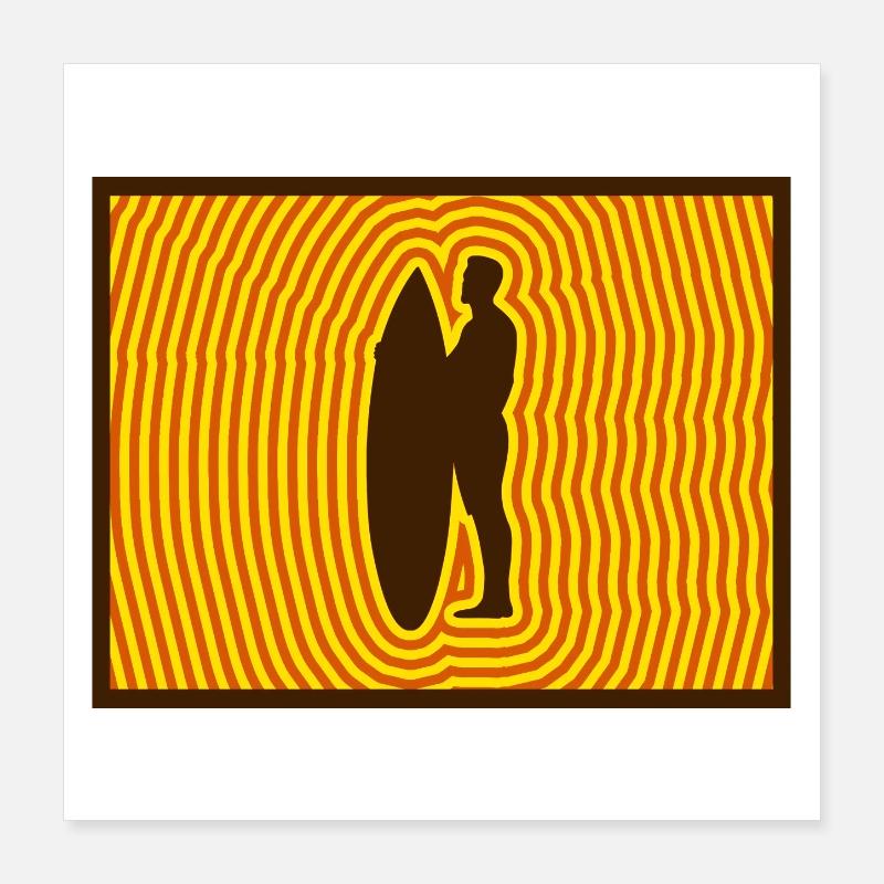 Surf Silhouette – Énergie rétro des vagues Poster 40 x 40 cm