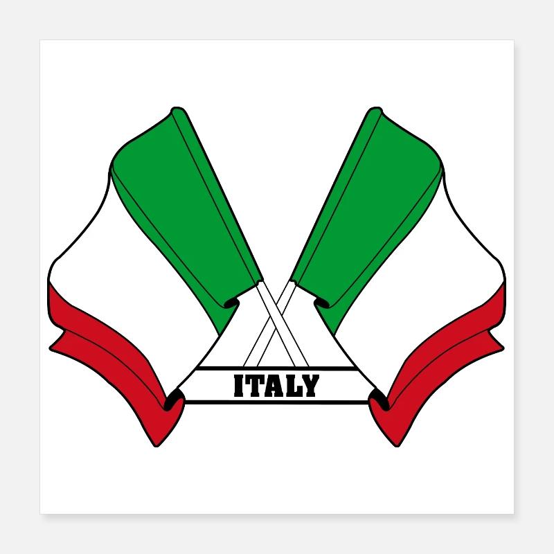 L’Italie a traversé les drapeaux Poster 40 x 40 cm