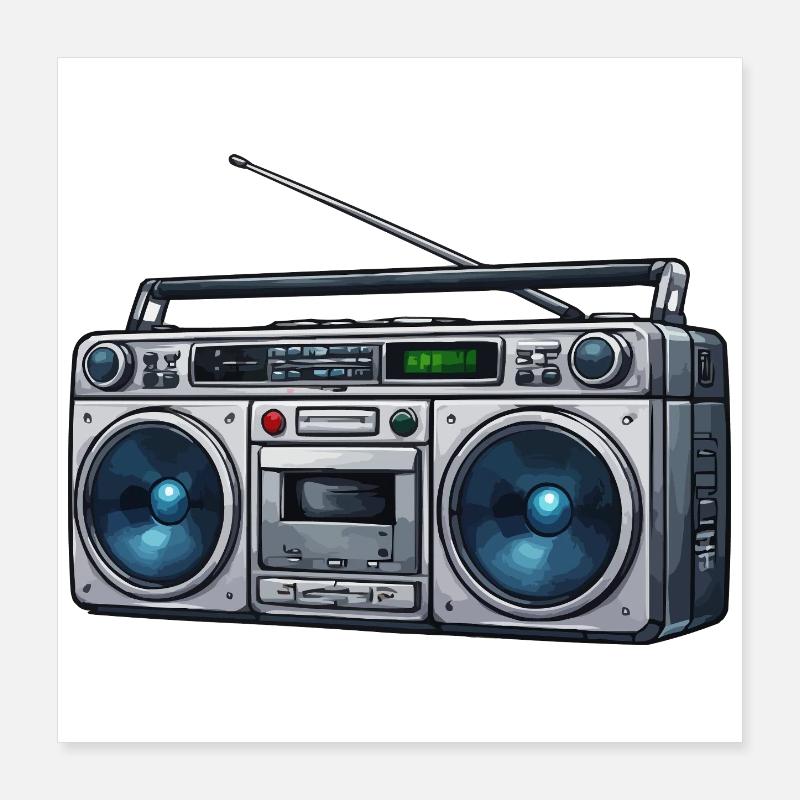 Retro Boombox Ghettoblaster Poster 40x40 cm