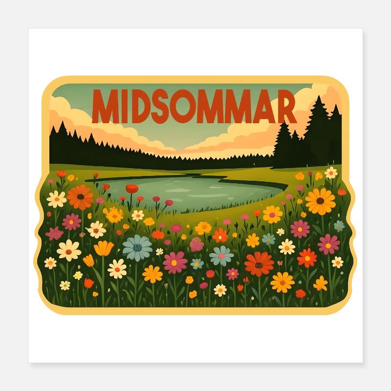 Midsommar Schweden Poster 40x40 cm