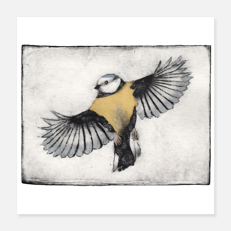 Bird in Flight - Hand Carved Printable Poster 16" x 16" (40x40 cm)