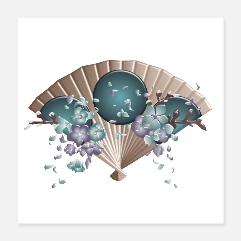 Japonais Mode Style Fleur de cerisier japonais Poster 40 x 40 cm