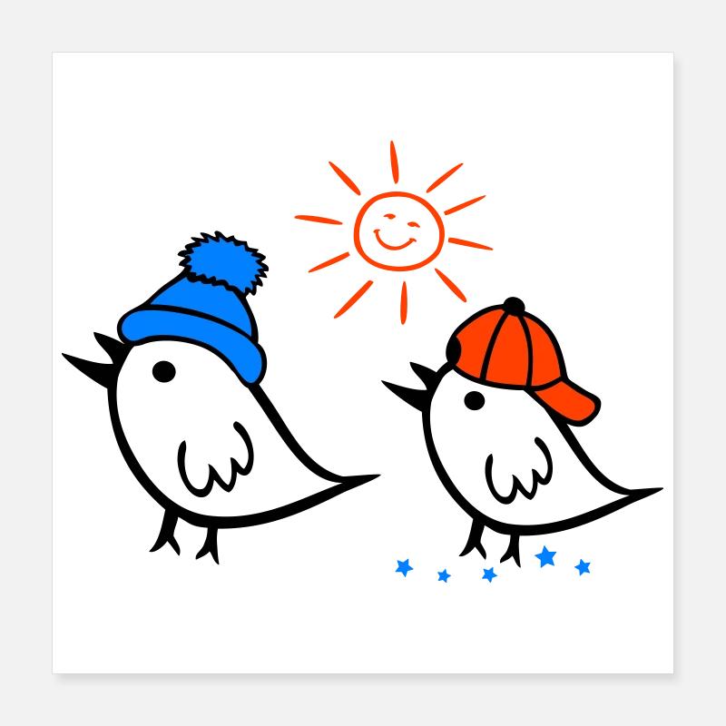 Spatz, Sonne, Frühling Poster 40x40 cm